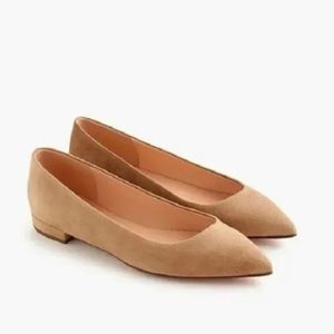 J. Crew Suede Pointed Toe Flats Neutral Tan K9477